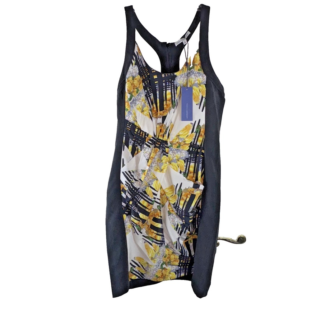 Rebecca Minkoff Silk Cocktail Dress Size 2 – Pleated Front, Black Sides, Vibrant